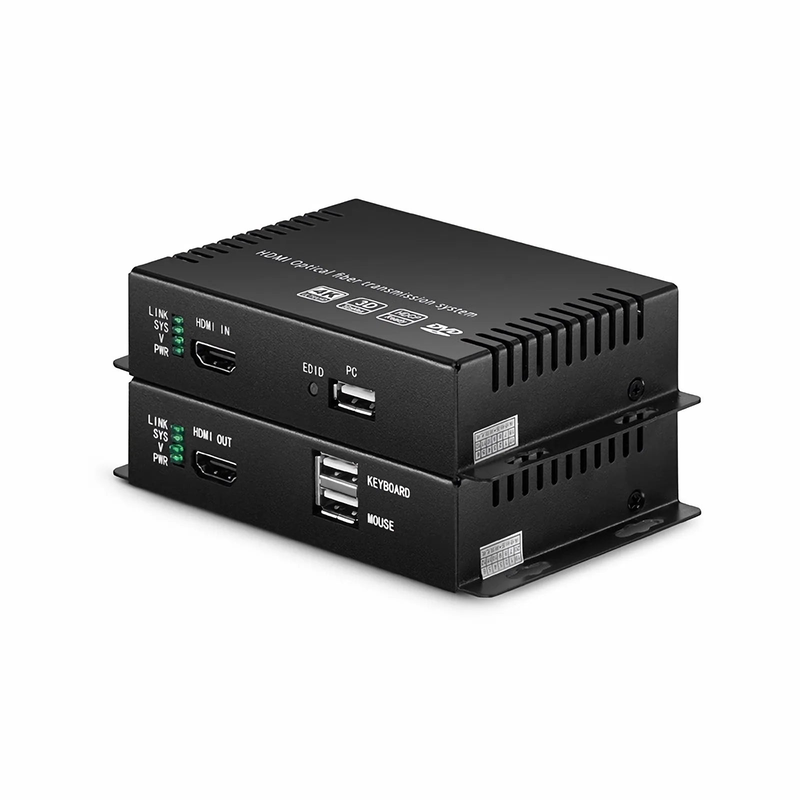 SFPS 4K HDMI USB2.0 KVM Extender Set with Audio and EDID over LC Fiber Optic Cable for 10km, 3840x 2160@30Hz, with Pre-installed SFP+ Modules SFPS