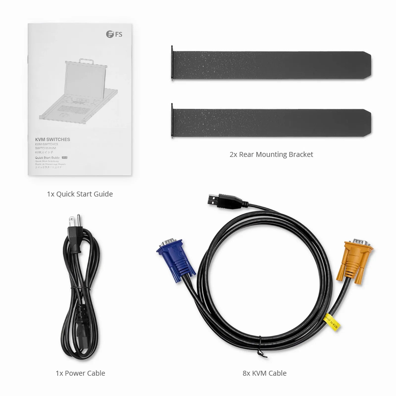 SFPS 8-Port x1 User VGA 1U Rack-Mount USB KVM Switch with 19" LED, 8 x VGA Cables Included SFPS