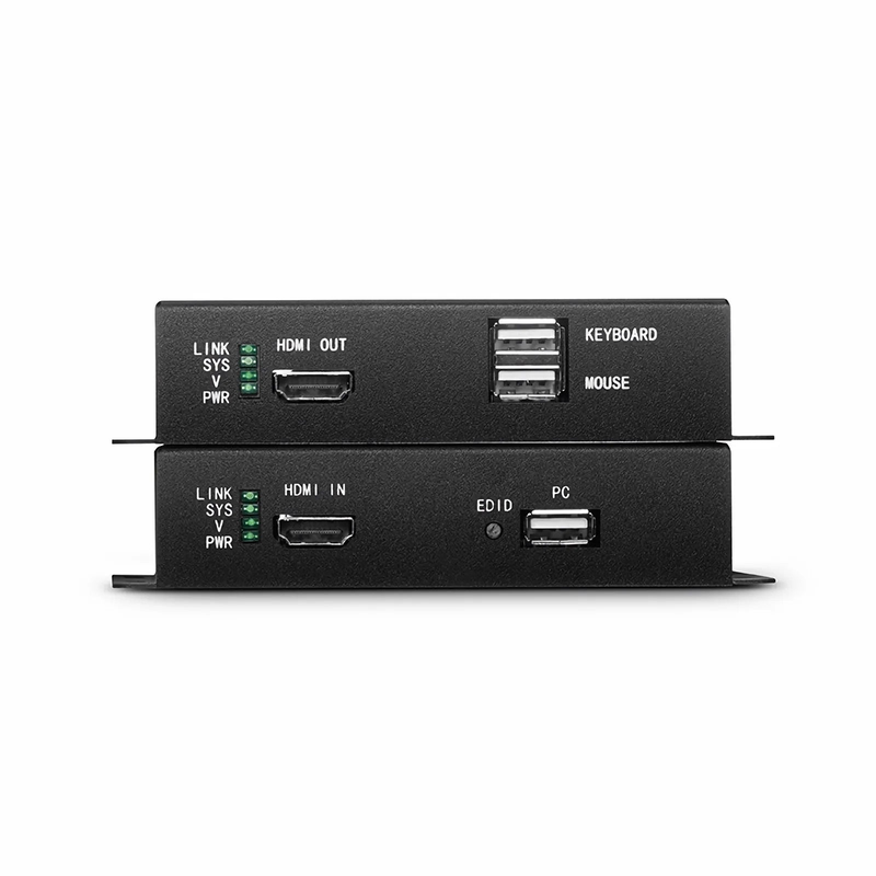 SFPS 4K HDMI USB2.0 KVM Extender Set with Audio and EDID over LC Fiber Optic Cable for 10km, 3840x 2160@30Hz, with Pre-installed SFP+ Modules SFPS