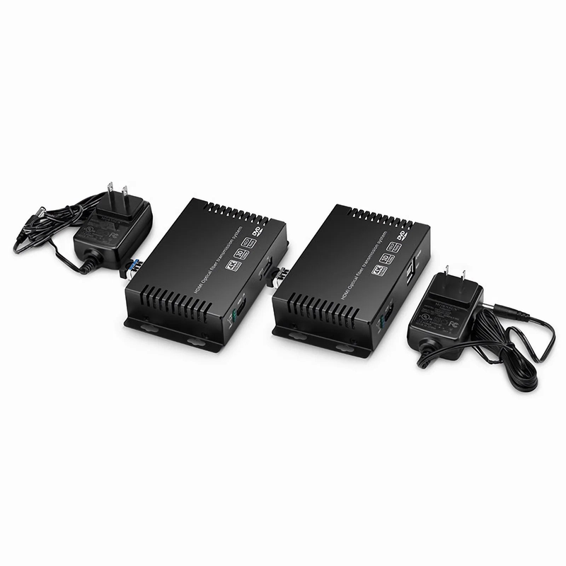 SFPS 4K HDMI USB2.0 KVM Extender Set with Audio and EDID over LC Fiber Optic Cable for 10km, 3840x 2160@30Hz, with Pre-installed SFP+ Modules SFPS