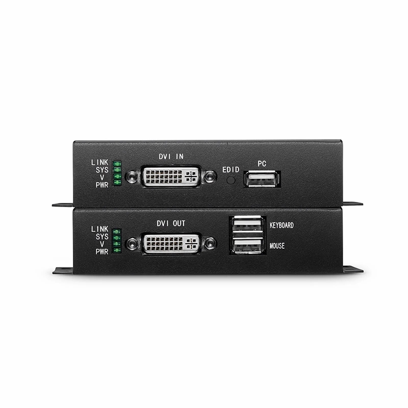 SFPS 4K DVI USB2.0 KVM Extender Set with Audio and EDID over LC Fiber Optic Cable for 10km, 3840x 2160@30Hz, with Pre-installed SFP+ Modules SFPS