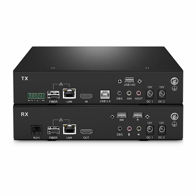 SFPS 4K HDMI USB HID IP KVM Matrix Receiver Set with Audio and EDID over Fiber Optic Cable for 20km and Cat5e/6/6a/7 for 120m, 3840x2160@60Hz SFPS