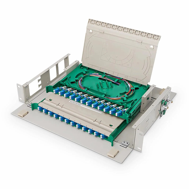SFPS 2U Rack Mount Fiber Optic Distribution Panel, 48 Fibers OS2 Single Mode, 24 x LC UPC Duplex (Blue) Adapter SFPS