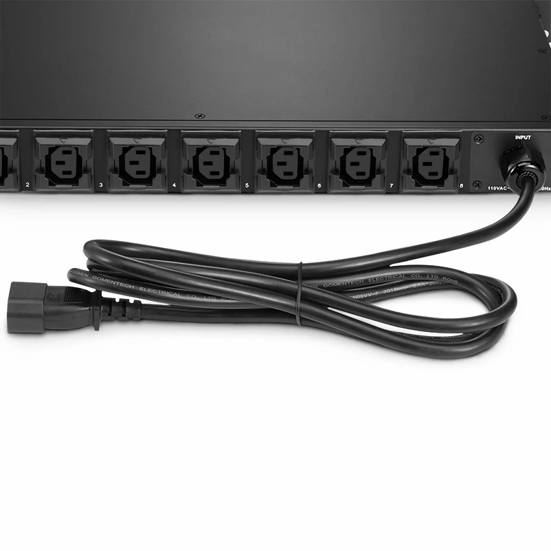SFPS 1.20kW Single-Phase 10A/120V Monitored Rack PDU, 8 x C13 Outlets, IEC320 C14 Plug, 6.6ft Cord, 1U Rack-Mount SFPS