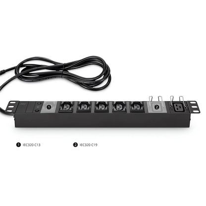 SFPS 1.92kW Single-Phase 16A/120V Basic Rack PDU, 6 x C13 & 2 x C19 Outlets, IEC320 C20 Plug, 10ft Cord, 1U Rack-Mount SFPS
