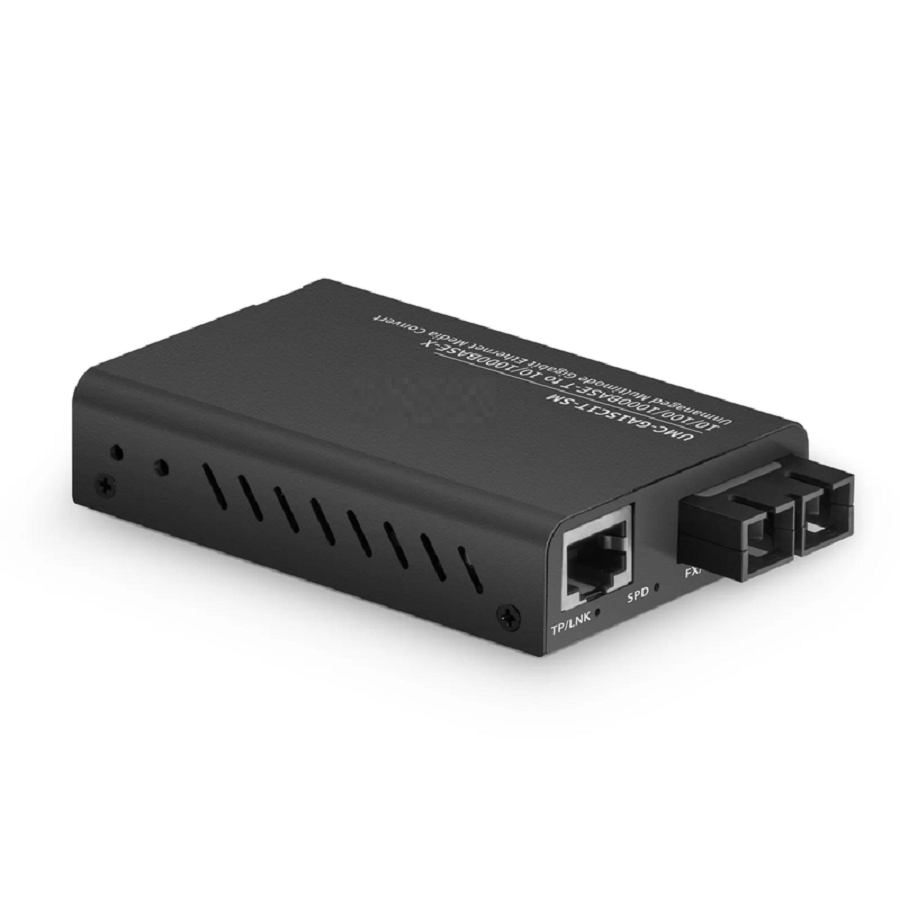 SFPS Mini Unmanaged 1x 10/100/1000Base-T RJ45 to 1x 100/1000Base-X Single Mode SC 1310nm 10km Gigabit Ethernet Media Converter, European Plug Standard SFPS