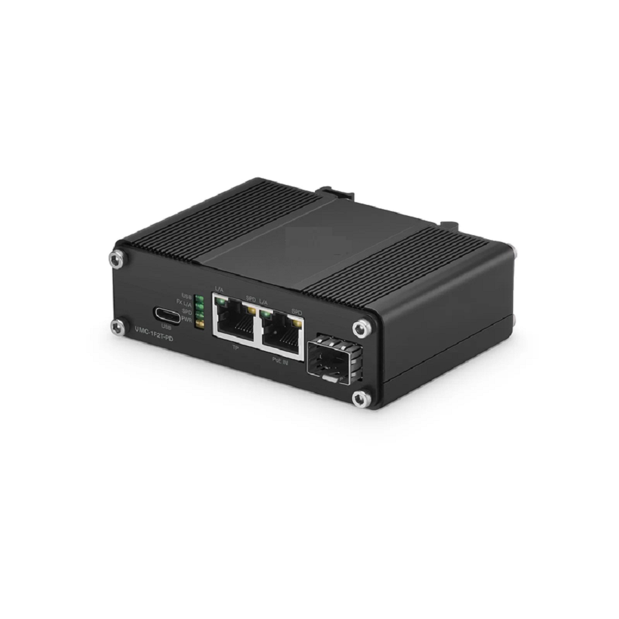 SFPS Unmanaged 2 x 10/100/1000Base-T RJ45 to 1 x 100/1000Base-X SFP Gigabit Ethernet PoE+ PD with USB DC Output Media Converter SFPS
