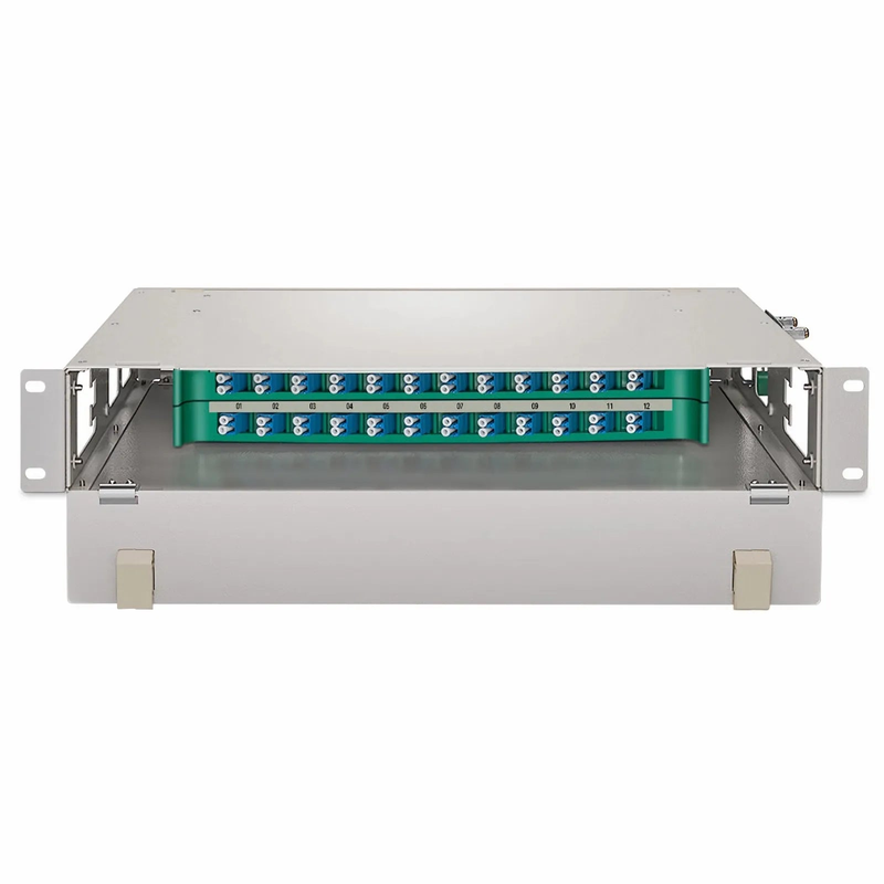 SFPS 2U Rack Mount Fiber Optic Distribution Panel, 48 Fibers OS2 Single Mode, 24 x LC UPC Duplex (Blue) Adapter SFPS