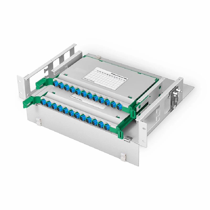 SFPS 2U Rack Mount Fiber Optic Distribution Panel, 24 Fibers OS2 Single Mode, 24 x SC UPC Simplex (Blue) Adapter SFPS