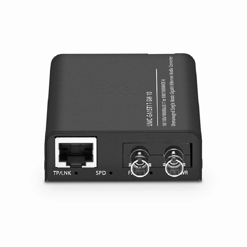SFPS Mini Unmanaged 1x 10/100/1000Base-T RJ45 to 1x 100/1000Base-X Single Mode ST 1310nm 10km Gigabit Ethernet Media Converter, American Plug Standard SFPS