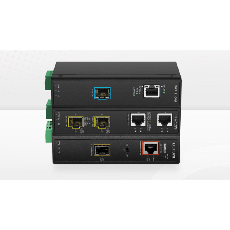 SFPS Industrial Unmanaged 2 x 10/100/1000Base-T RJ45 to 2 x 100/1000/2500Base-X SFP Gigabit Ethernet Media Converter SFPS
