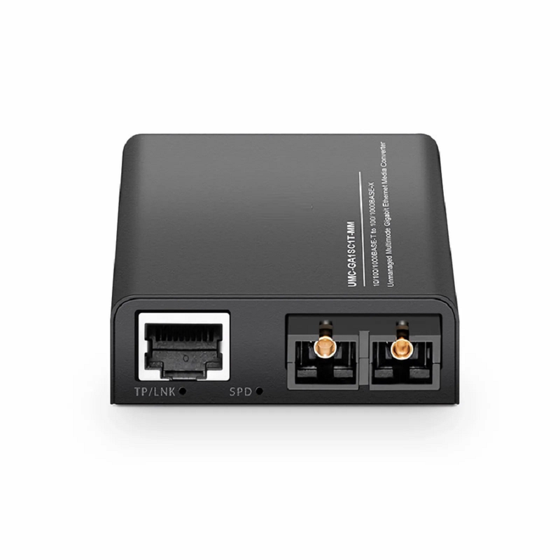 SFPS Mini Unmanaged 1x 10/100/1000Base-T RJ45 to 1x 100/1000Base-X Multimode SC 850nm 220/550m Gigabit Ethernet Media Converter, American Plug Standard SFPS
