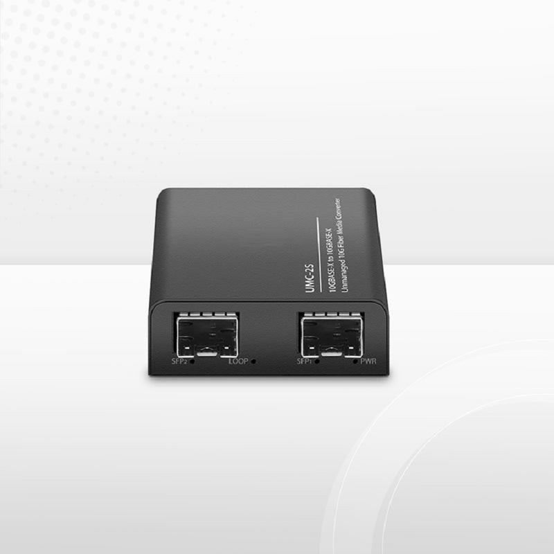 SFPS Mini Unmanaged 1x 10GBase-X to 1x 10GBase-X 2SFP+ 10Gigabit Fiber Media Converter, American Plug Standard SFPS