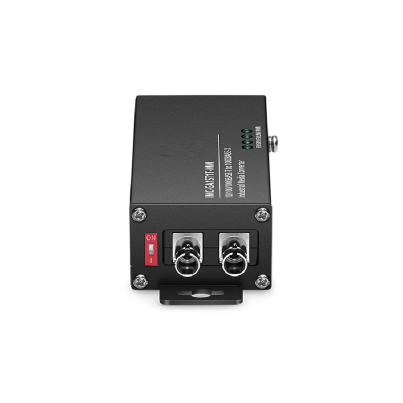 SFPS Mini Industrial 1x 10/100/1000Base-T RJ45 to 1x 1000Base-X Multimode ST 850nm 550m Gigabit Ethernet Media Converter, American Plug Standard SFPS