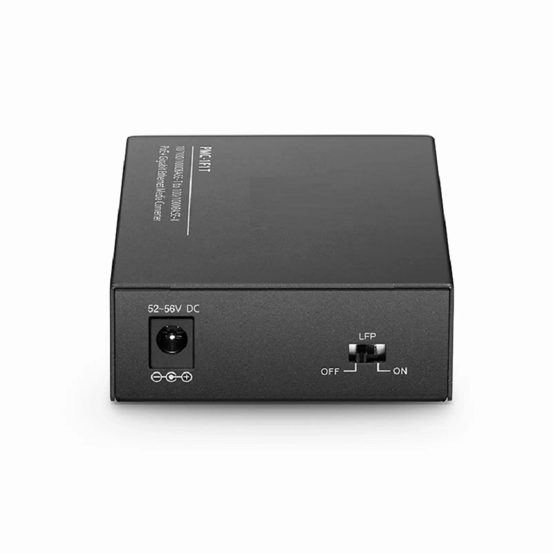 SFPS 1x 10/100/1000Base-T to 1x 1000Base-X Single Mode SC 1310nm 10km Gigabit Ethernet PoE+ Media Converter, European Plug standard SFPS