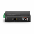 SFPS Industrial Unmanaged 1x 10/100/1000Base-T RJ45 to 1x 100/1000Base-X SFP Gigabit PoE+ Ethernet Media Converter SFPS
