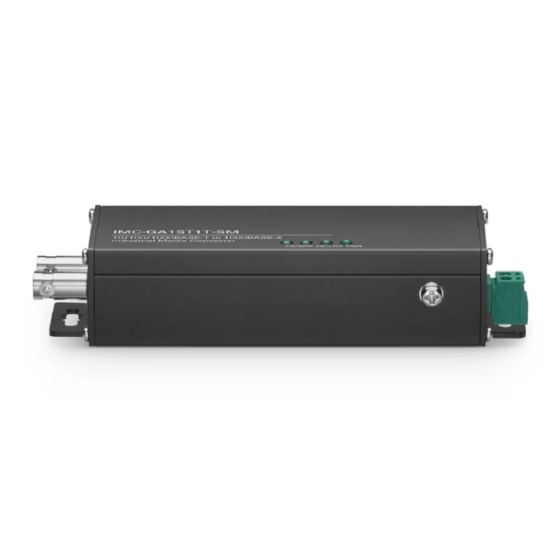 SFPS Mini Industrial Unmanaged 1x 10/100/1000Base-T RJ45 to 1x 1000Base-X Single Mode ST 1310nm 20km Gigabit Ethernet Media Converter, American Plug Standard SFPS