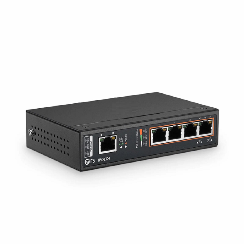 SFPS 5 Ports 10/100/1000M Gigabit PoE+ Extender, 1 in 4 out, Din-rail/Wall mountable, IEEE 802.3at/802.3af, -40 to 75A°C SFPS