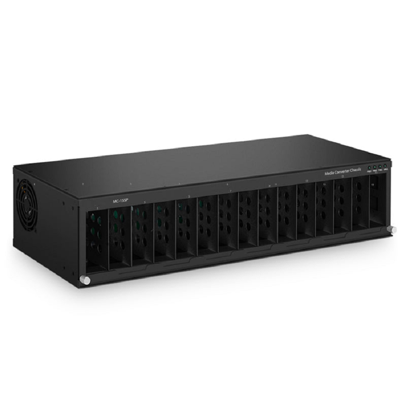 SFPS 15 Slots Media Converter Chassis, 19'' Rack Mount, Single Power AC 100~240V SFPS