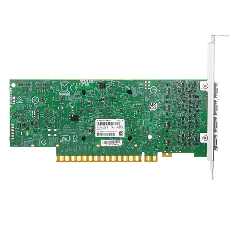 SFPS BroadcomA® BCM957504-P425G Ethernet Network Interface Card, P425G 25GbE Quad-port SFP28, PCIe 4.0 x16, Standard & Low Profile SFPS