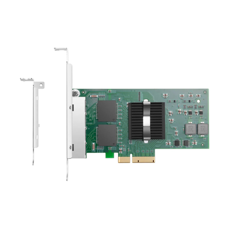 SFPS Intel I350-AM4 Based Ethernet Network Interface Card, 1G Quad-Port RJ45, PCIe 2.0 x4, Comparable to Intel I350-T4V2, Tall&Short Bracket SFPS