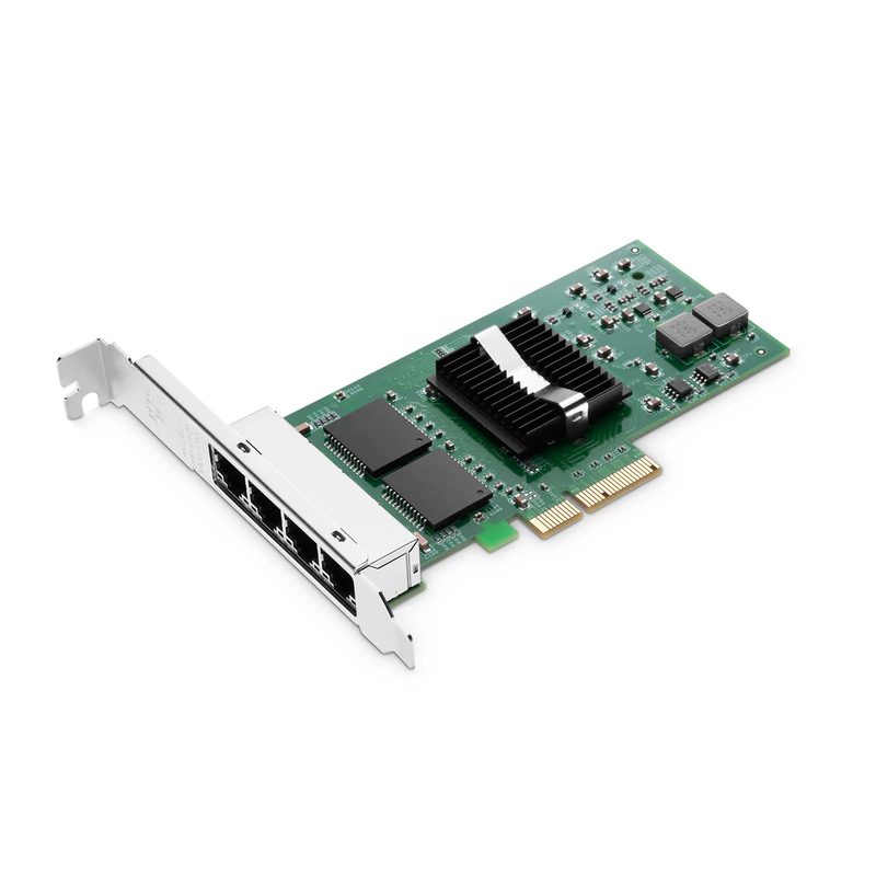 SFPS Intel I350-AM4 Based Ethernet Network Interface Card, 1G Quad-Port RJ45, PCIe 2.0 x4, Comparable to Intel I350-T4V2, Tall&Short Bracket SFPS