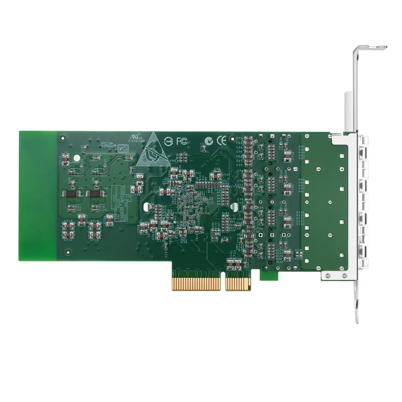 SFPS Intel I350-AM4 Based Ethernet Network Interface Card, 1G Quad-Port SFP, PCIe 2.0 x4, Comparable to Intel I350-F4, Tall&Short Bracket SFPS