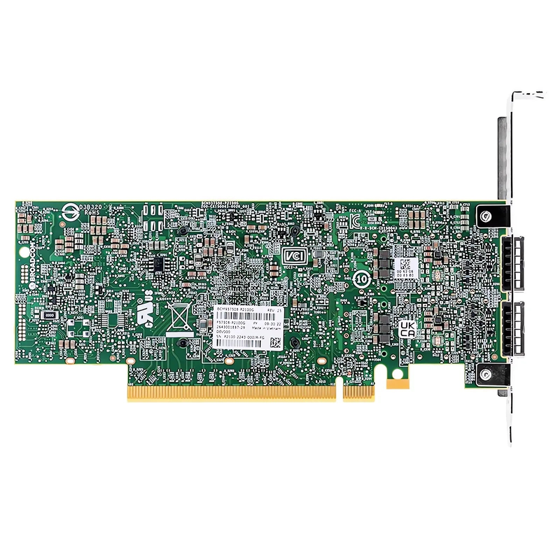 SFPS BroadcomA® BCM957508-P2100G Ethernet Network Interface Card, P2100G 100GbE Dual-port QSFP56, PCIe 4.0 x 16, Standard & Low Profile SFPS