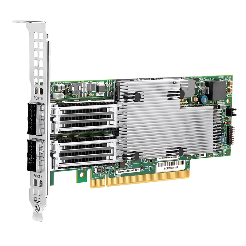 SFPS BroadcomA® BCM957508-P2100G Ethernet Network Interface Card, P2100G 100GbE Dual-port QSFP56, PCIe 4.0 x 16, Standard & Low Profile SFPS