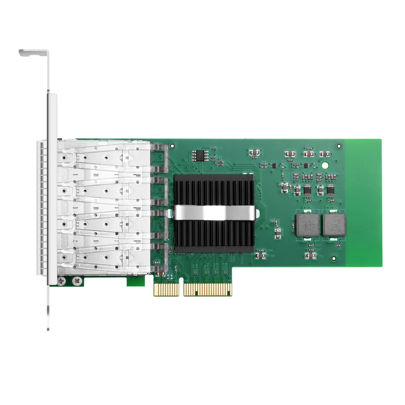 SFPS Intel I350-AM4 Based Ethernet Network Interface Card, 1G Quad-Port SFP, PCIe 2.0 x4, Comparable to Intel I350-F4, Tall&Short Bracket SFPS