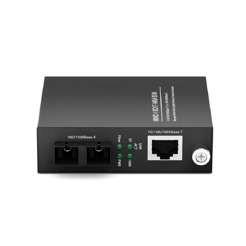 SFPS Managed 1x 10/100/1000Base-T RJ45 to 1x 100/1000Base-X Multimode SC Duplex 850nm 550m Gigabit Ethernet Media Converter, Slide-in Module, British Plug Standard SFPS