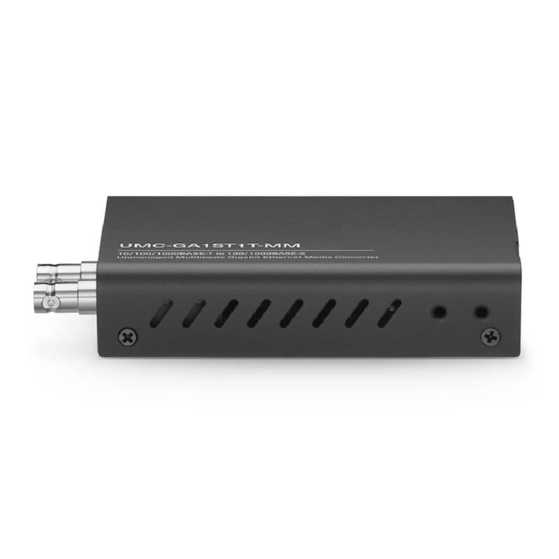 SFPS Mini Unmanaged 1x 10/100/1000Base-T RJ45 to 1x 100/1000Base-X Multimode ST 850nm 220/550m Gigabit Ethernet Media Converter, American Plug Standard SFPS