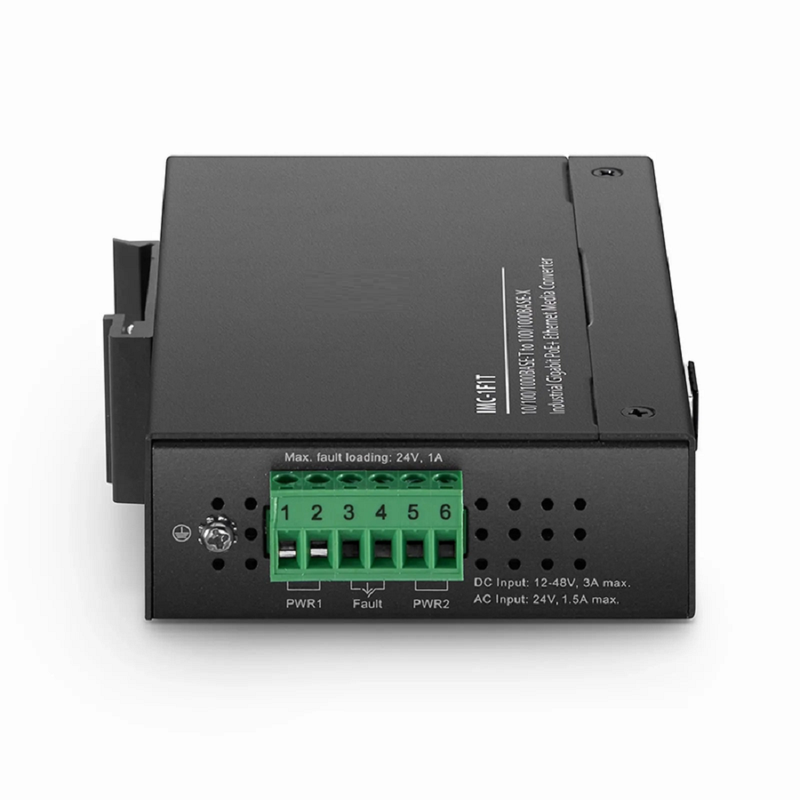 SFPS Industrial Unmanaged 1x 10/100/1000Base-T RJ45 to 1x 100/1000Base-X SFP Gigabit PoE+ Ethernet Media Converter SFPS