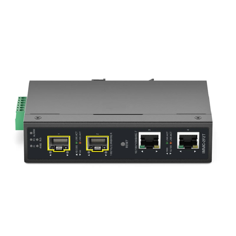 SFPS Industrial Managed 1x 10/100/1000Base-T RJ45 to 1x 100/1000/2500Base-X SFP Gigabit Ethernet Media Converter SFPS