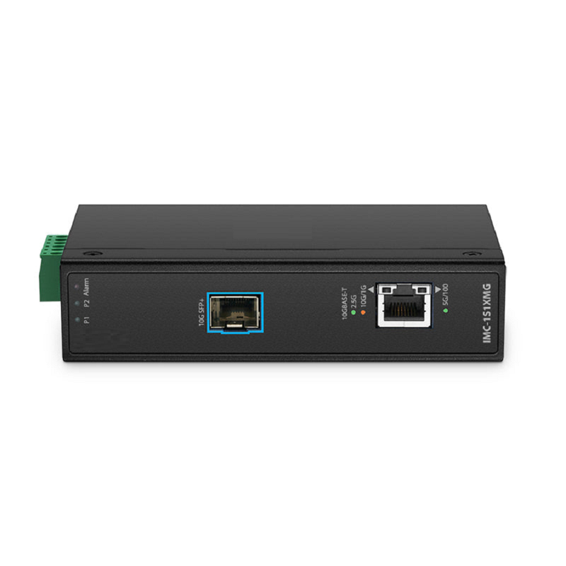 SFPS Industrial 1x 100M/1G/2.5G/5G/10GBase-T RJ45 to 1x 10GBase-X SFP+ 10Gigabit Ethernet Media Converter SFPS