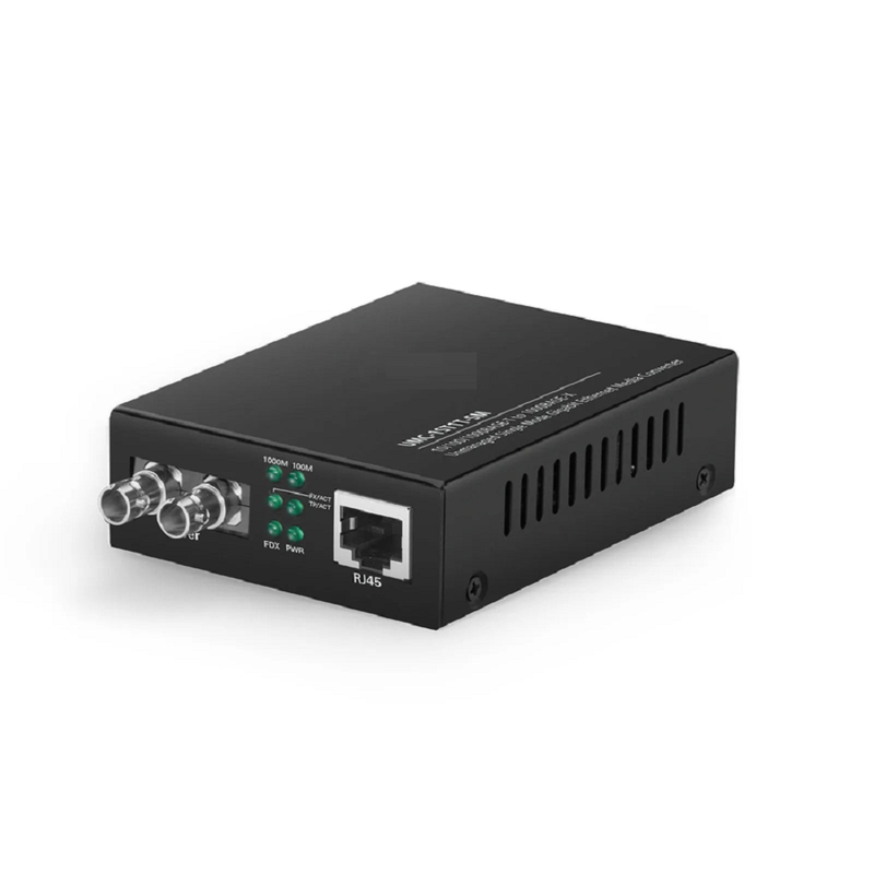 SFPS Unmanaged 1x 10/100/1000Base-T RJ45 to 1x 1000Base-X Single Mode ST 1310nm 20km Gigabit Ethernet Media Converter, American Plug Standard SFPS