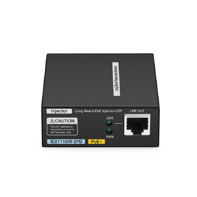SFPS IES1110W-2PD, 1-Port 10/100M Fast Ethernet Long Reach PoE over UTP Injector, 1 x PoE+ Input to 1 x 10/100BASE-T RJ45 Output, -20 to 70A°C Operating Temperature SFPS
