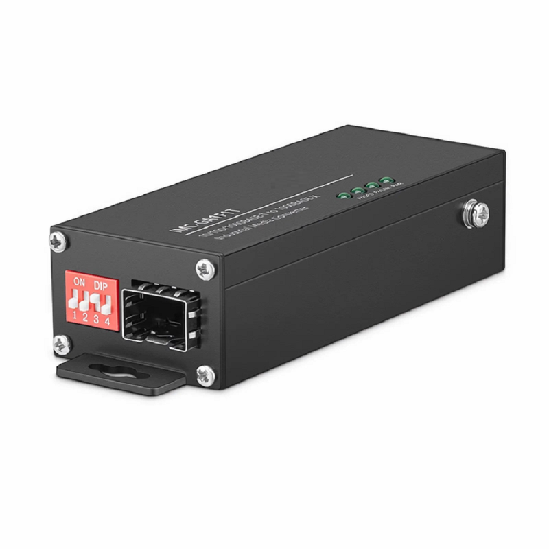 SFPS Mini Industrial Unmanaged 1x 10/100/1000Base-T RJ45 to 1x 1000Base-X SFP Gigabit Ethernet Media Converter, American Plug Standard SFPS