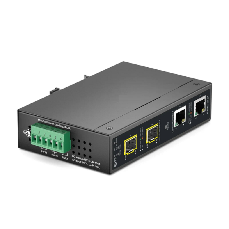 SFPS Industrial Managed 2x 10/100/1000Base-T RJ45 to 2x 100/1000/2500Base-X SFP Gigabit Ethernet Media Converter SFPS