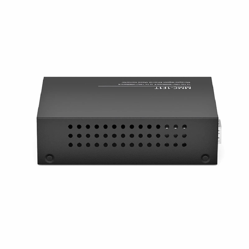 SFPS Managed 1x 10/100/1000Base-T RJ45 to 1x 100/1000Base-X SFP Gigabit Ethernet Media Converter, American Plug Standard SFPS