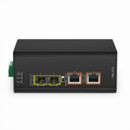 SFPS Industrial Unmanaged 2x 10/100/1000Base-T RJ45 to 2x 100/1000Base-X SFP Gigabit PoE++ Ethernet Media Converter SFPS