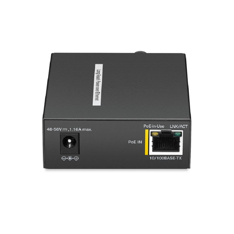 SFPS IES1100W-2PD, 1-Port 10/100M Fast Ethernet Long Reach PoE over Coaxial Injector, 1 x PoE+ Input to 1 x BNC Female Output, -20 to 70A°C Operating Temperature SFPS