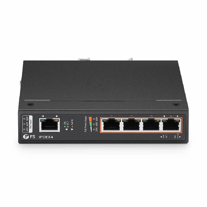 SFPS 5 Ports 10/100/1000M Gigabit PoE+ Extender, 1 in 4 out, Din-rail/Wall mountable, IEEE 802.3at/802.3af, -40 to 75A°C SFPS