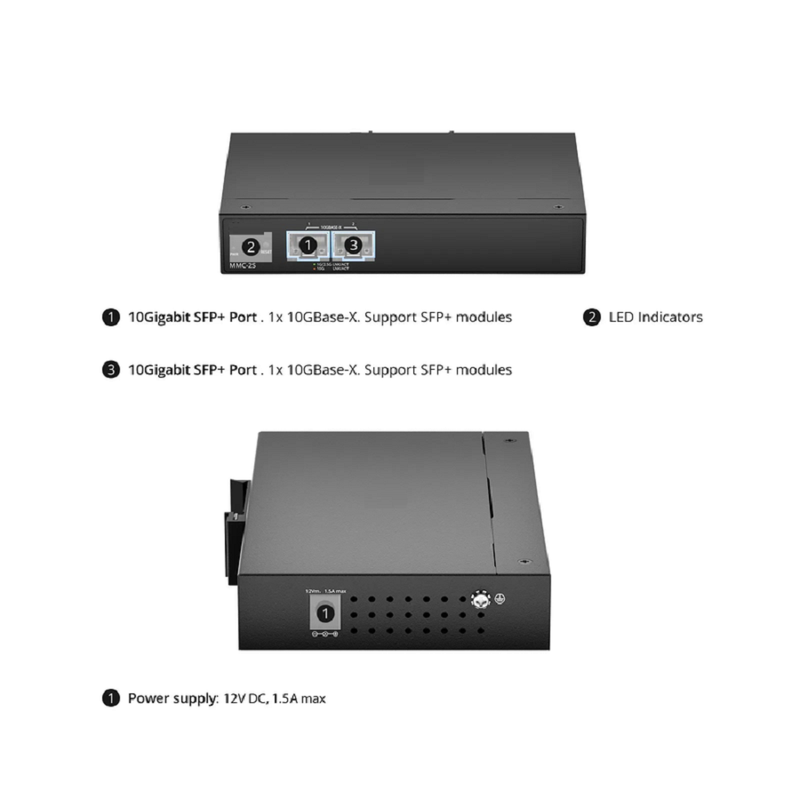 SFPS Industrial Managed 1x 10/100/1000Base-T RJ45 to 1x 100/1000/2500Base-X SFP Gigabit Ethernet Media Converter SFPS