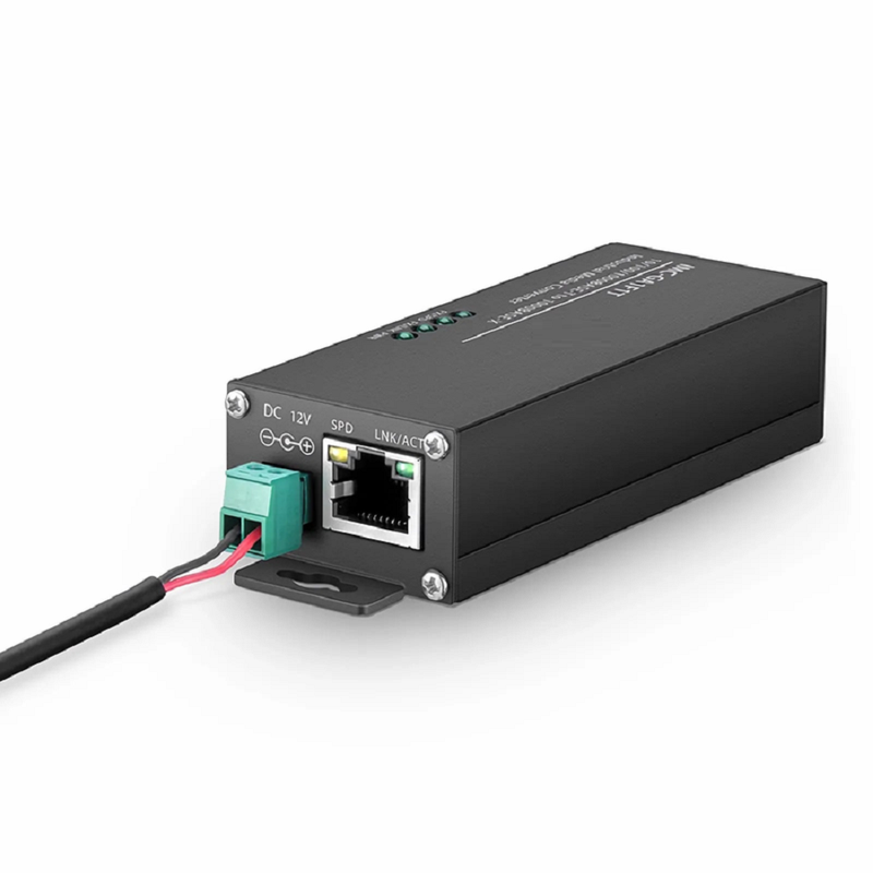 SFPS Mini Industrial Unmanaged 1x 10/100/1000Base-T RJ45 to 1x 1000Base-X SFP Gigabit Ethernet Media Converter, American Plug Standard SFPS