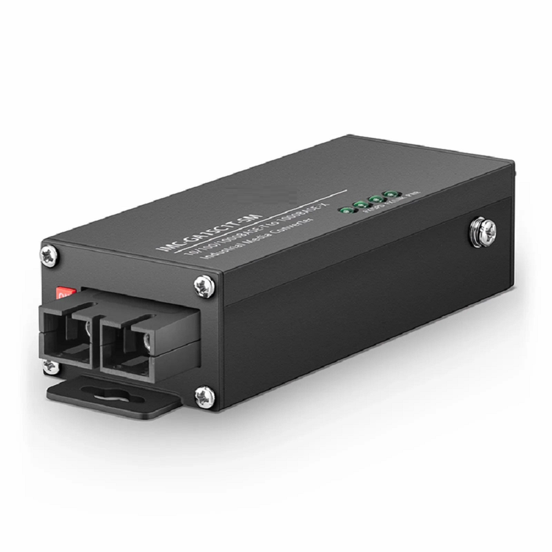 SFPS Mini Industrial 1x 10/100/1000Base-T RJ45 to 1x 1000Base-X Multimode SC 850nm 550m Gigabit Ethernet Media Converter, British Plug Standard SFPS