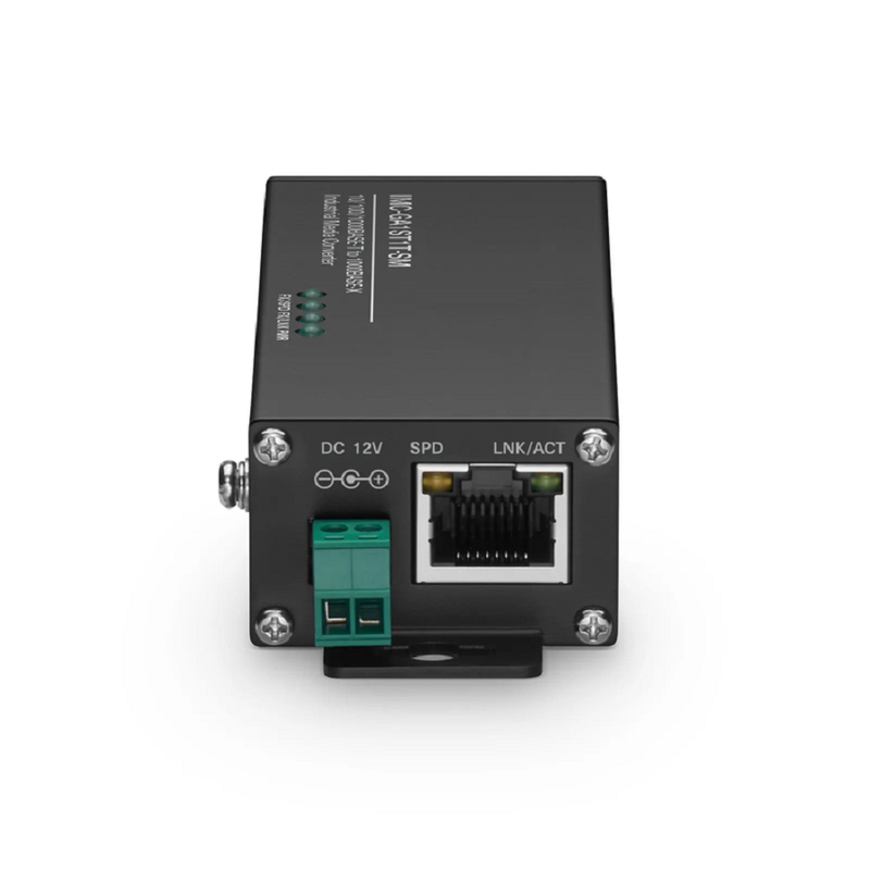 SFPS Mini Industrial Unmanaged 1x 10/100/1000Base-T RJ45 to 1x 1000Base-X Single Mode ST 1310nm 20km Gigabit Ethernet Media Converter, European Plug Standard SFPS