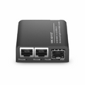 SFPS Mini Unmanaged 2x 10/100/1000Base-T RJ45 to 1x 1000Base-X SFP Gigabit Ethernet Media Converter, American Plug Standard SFPS