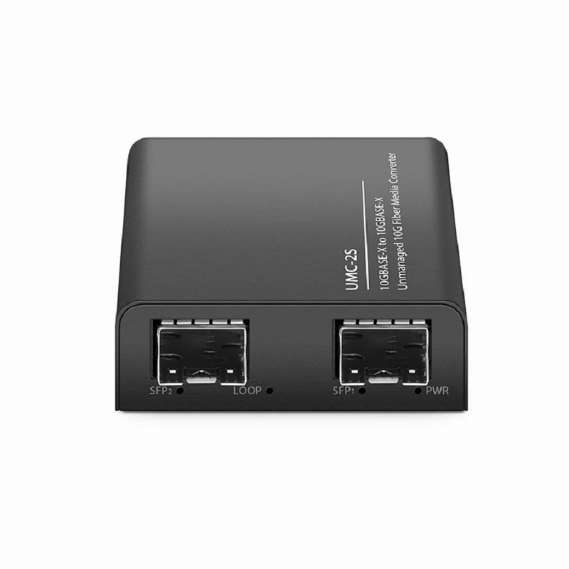 SFPS Mini Unmanaged 1x 10GBase-X to 1x 10GBase-X 2SFP+ 10Gigabit Fiber Media Converter, European Plug Standard SFPS