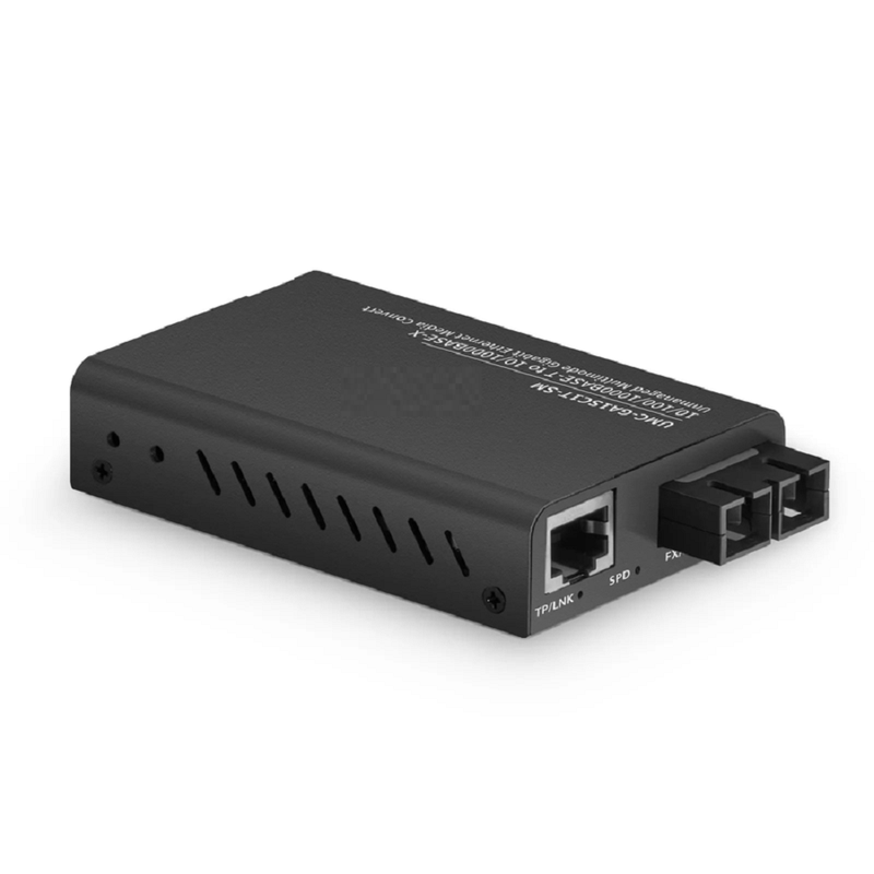 SFPS Mini Unmanaged 1x 10/100/1000Base-T RJ45 to 1x 100/1000Base-X Single Mode SC 1310nm 10km Gigabit Ethernet Media Converter, British Plug Standard